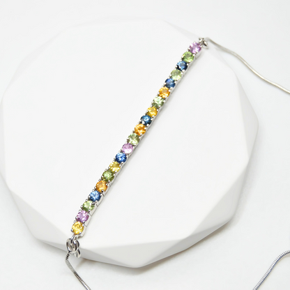 Multi Sapphire Half Tennis Bracelet