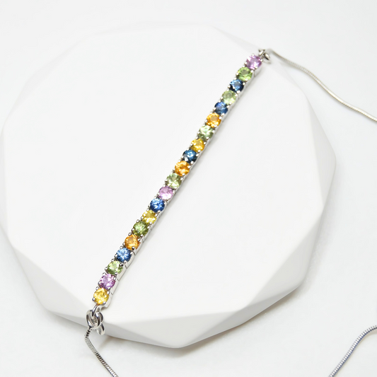 Multi Sapphire Half Tennis Bracelet