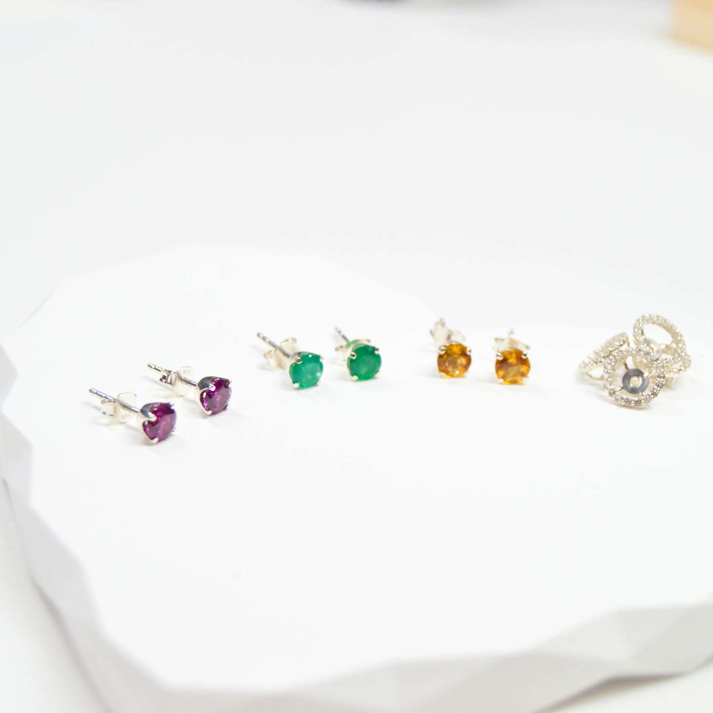 Halo Earrings in Sterling Silver