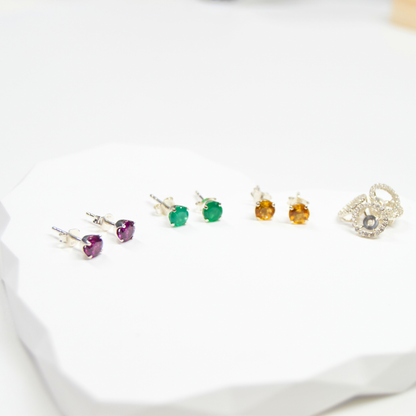 Halo Earrings in Sterling Silver