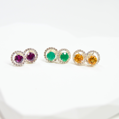 Halo Earrings in Sterling Silver