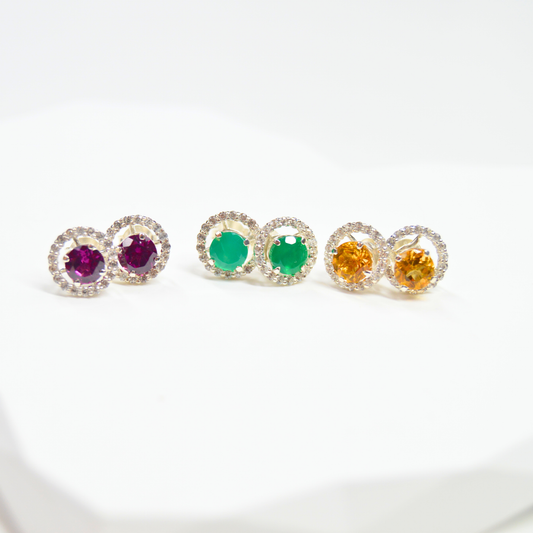 Halo Earrings in Sterling Silver