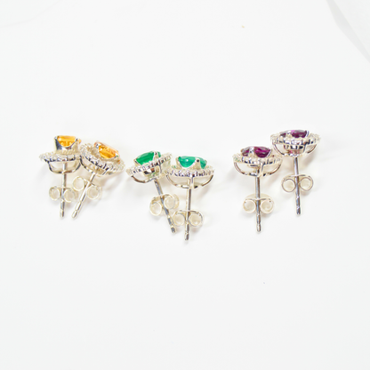 Halo Earrings in Sterling Silver