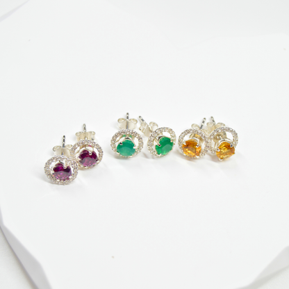 Halo Earrings in Sterling Silver