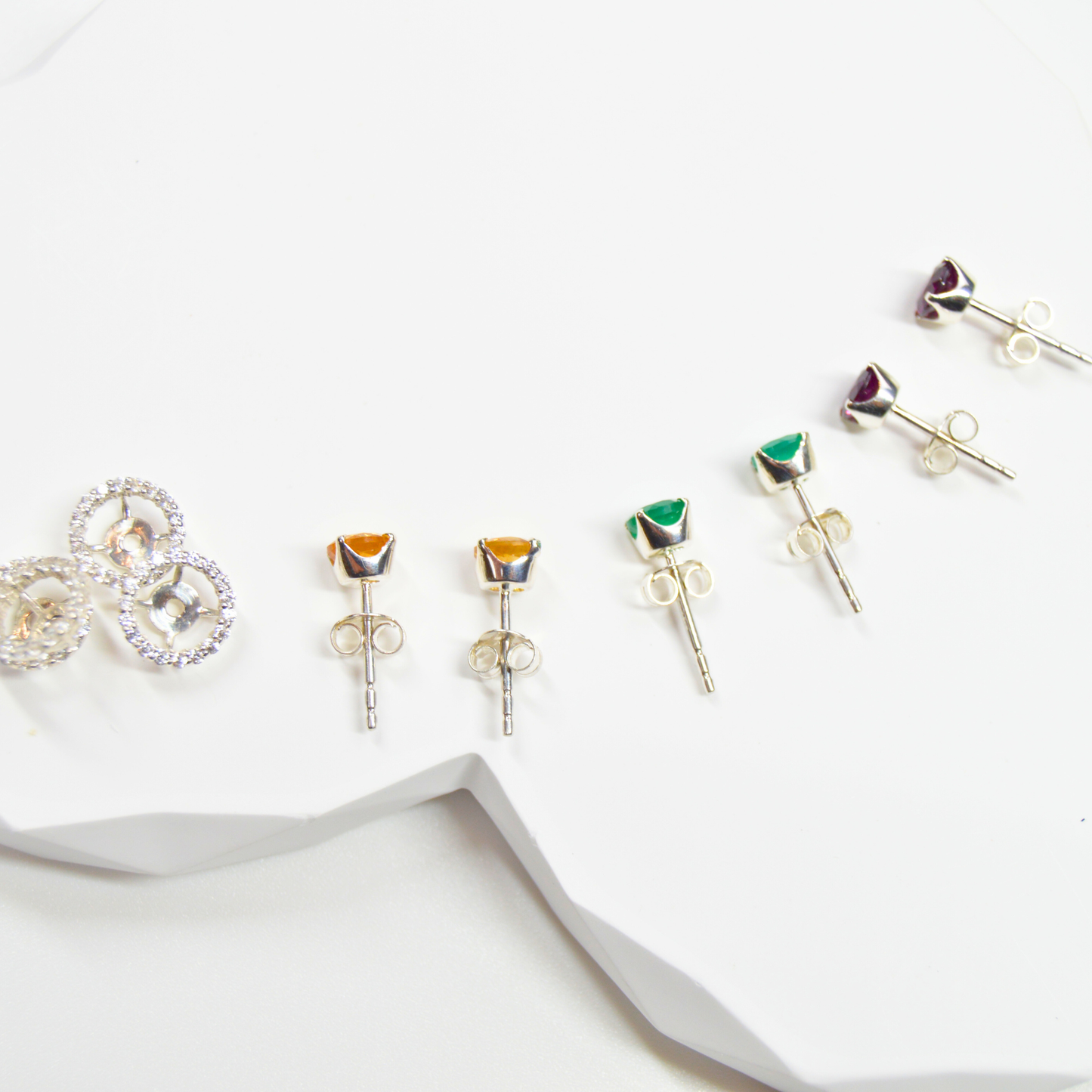 Halo Earrings in Sterling Silver