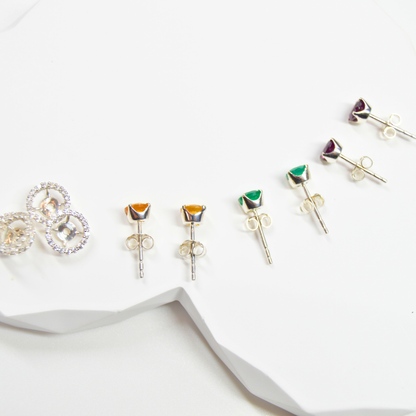 Halo Earrings in Sterling Silver