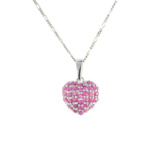 Eternal Ruby Heart Pendant in Sterling Silver
