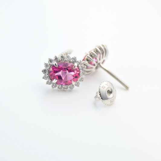 Sparkling Rose Pink Topaz Sterling Silver Earring