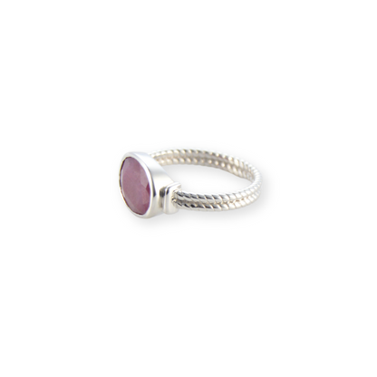 Ruby Halo Ring in Sterling Silver