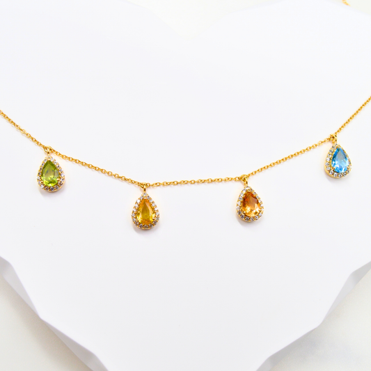 Four Stone Pear Necklace