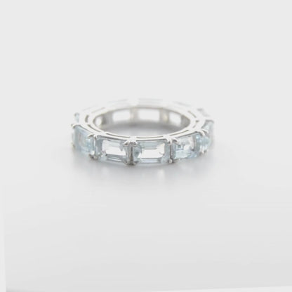 Aquamarine Eternity Ring in Sterling Silver