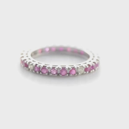 Ruby Eternity Ring in Sterling Silver