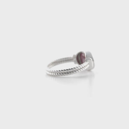 Ruby Halo Ring in Sterling Silver