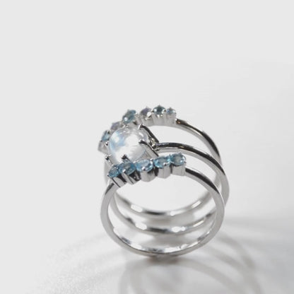 Celestial Glow Trio Ring Set in Sterling Silver